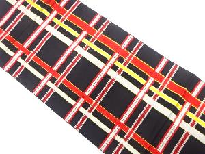 未使用品　本場筑前博多　格子模様織り出し　名古屋帯